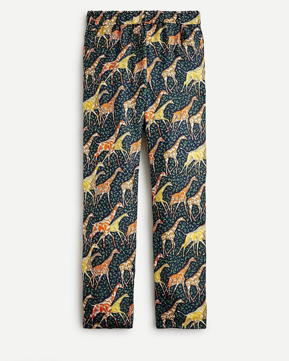 J. Crew Collection Women’s Pull On Silk Twill Pants Giraffe Print Size 4